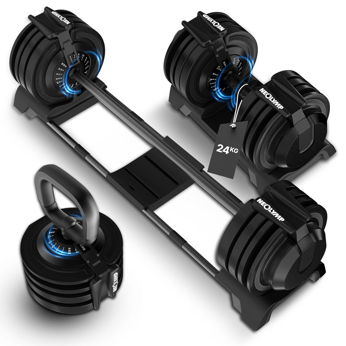 3-in-1 Hantelset zum Verstellen 24kg – 3 in 1 Set 24KG (B‑Ware) - - Outlet von NEOLYMP | Fitnessequipment und Sportartikel