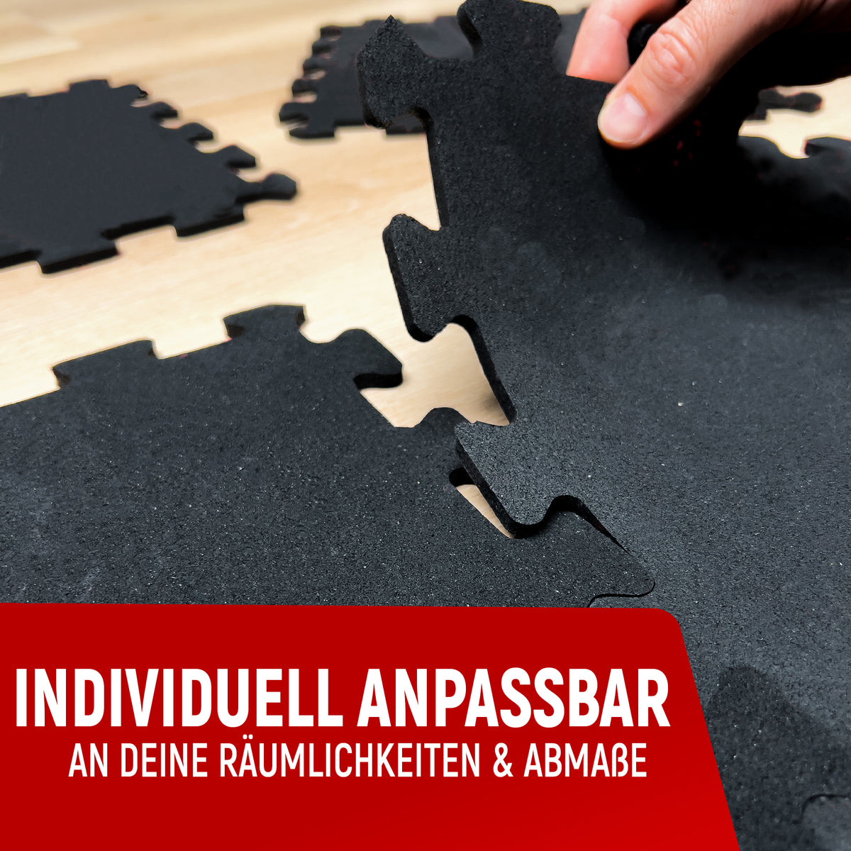 Robuste Bodenschutzmatte in Schwarz (Fitness Puzzelmatte) – 1x 8 Stück (8 Stück) (B‑Ware) - - Outlet von NEOLYMP | Fitnessequipment und Sportartikel