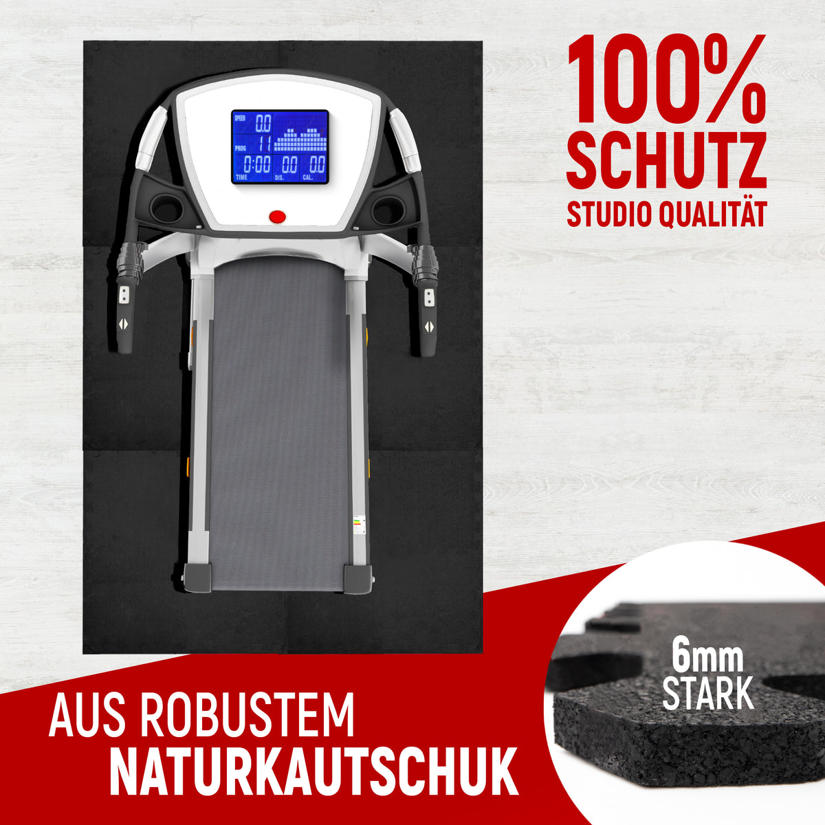 Robuste Bodenschutzmatte in Schwarz (Fitness Puzzelmatte) – 1x 8 Stück (8 Stück) (B‑Ware) - - Outlet von NEOLYMP | Fitnessequipment und Sportartikel