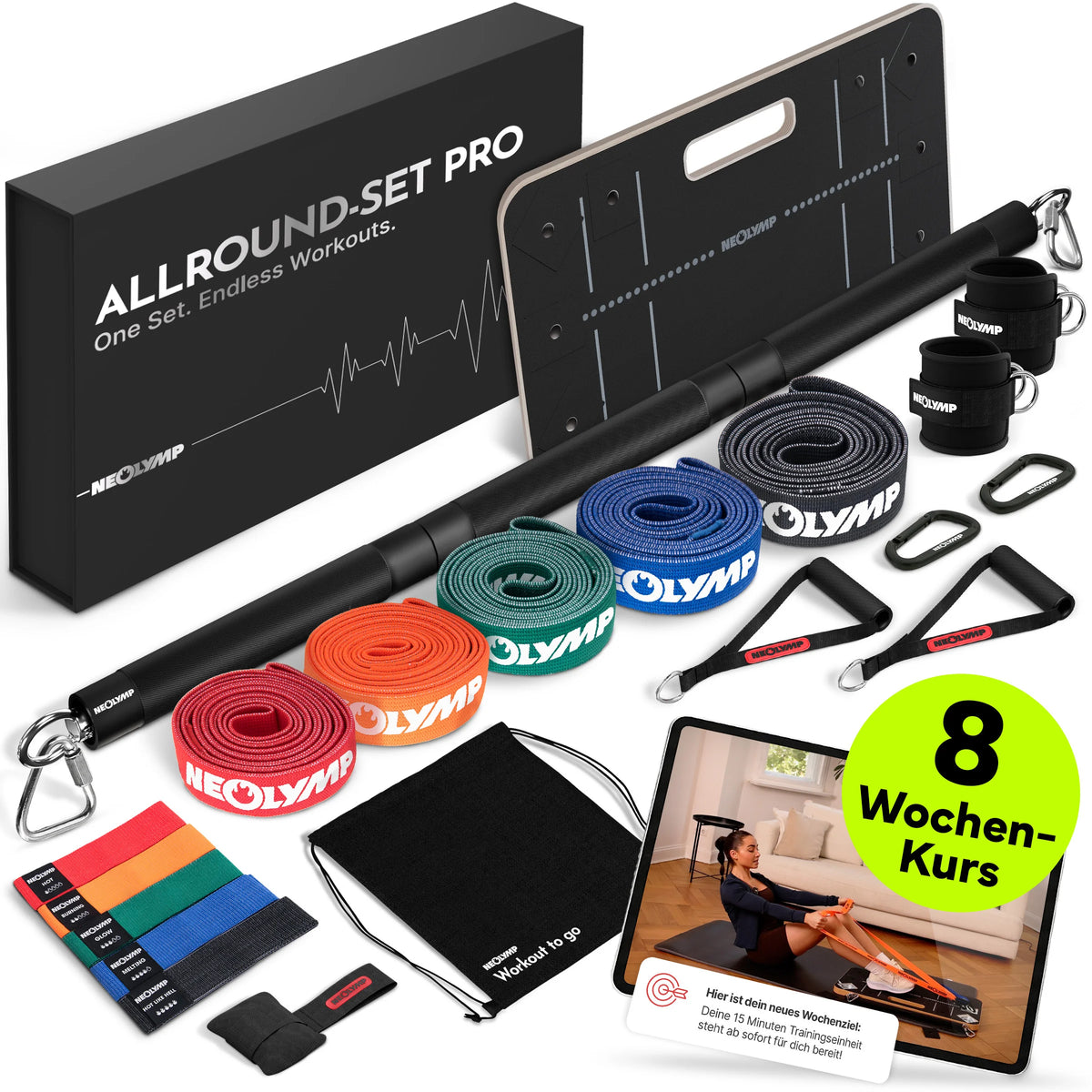 Fitnessbänder Allroundset – Widerstandsbänder inkl. Komplett-Zubehör - Allroundset Ultimate - Fitnessbänder von NEOLYMP | Fitnessequipment und Sportartikel