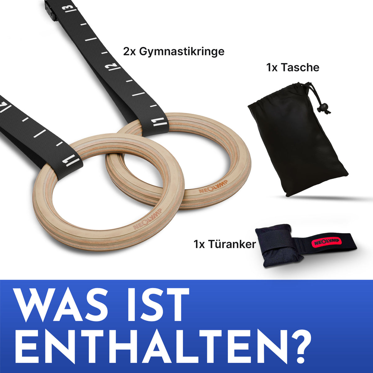 Turnringe aus Holz - 2er Set inkl. Türanker - - Sportgerät von NEOLYMP | Fitnessequipment und Sportartikel