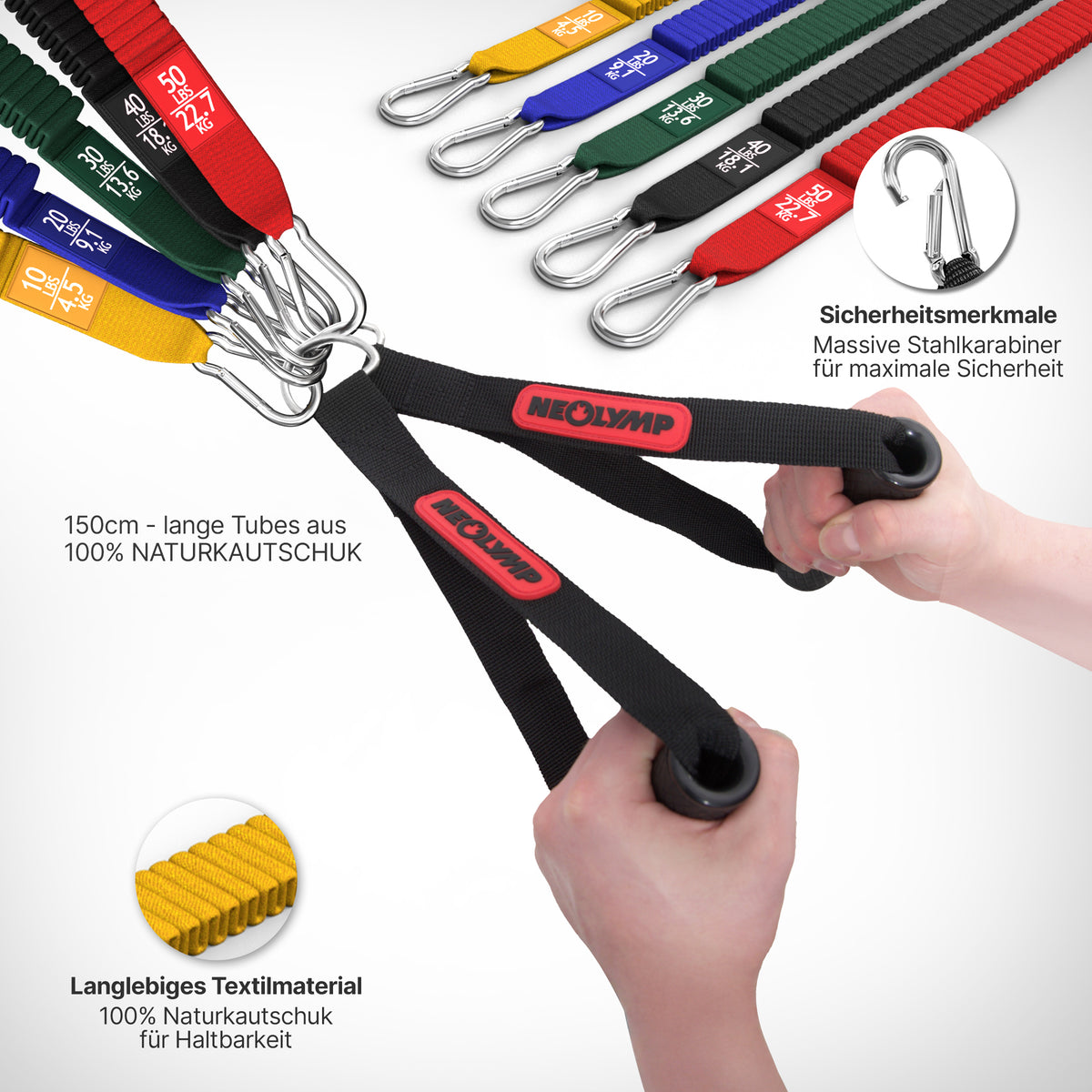 Tube Bands Set inkl. Zubehör – Default Title (B‑Ware) - - Outlet von NEOLYMP | Fitnessequipment und Sportartikel