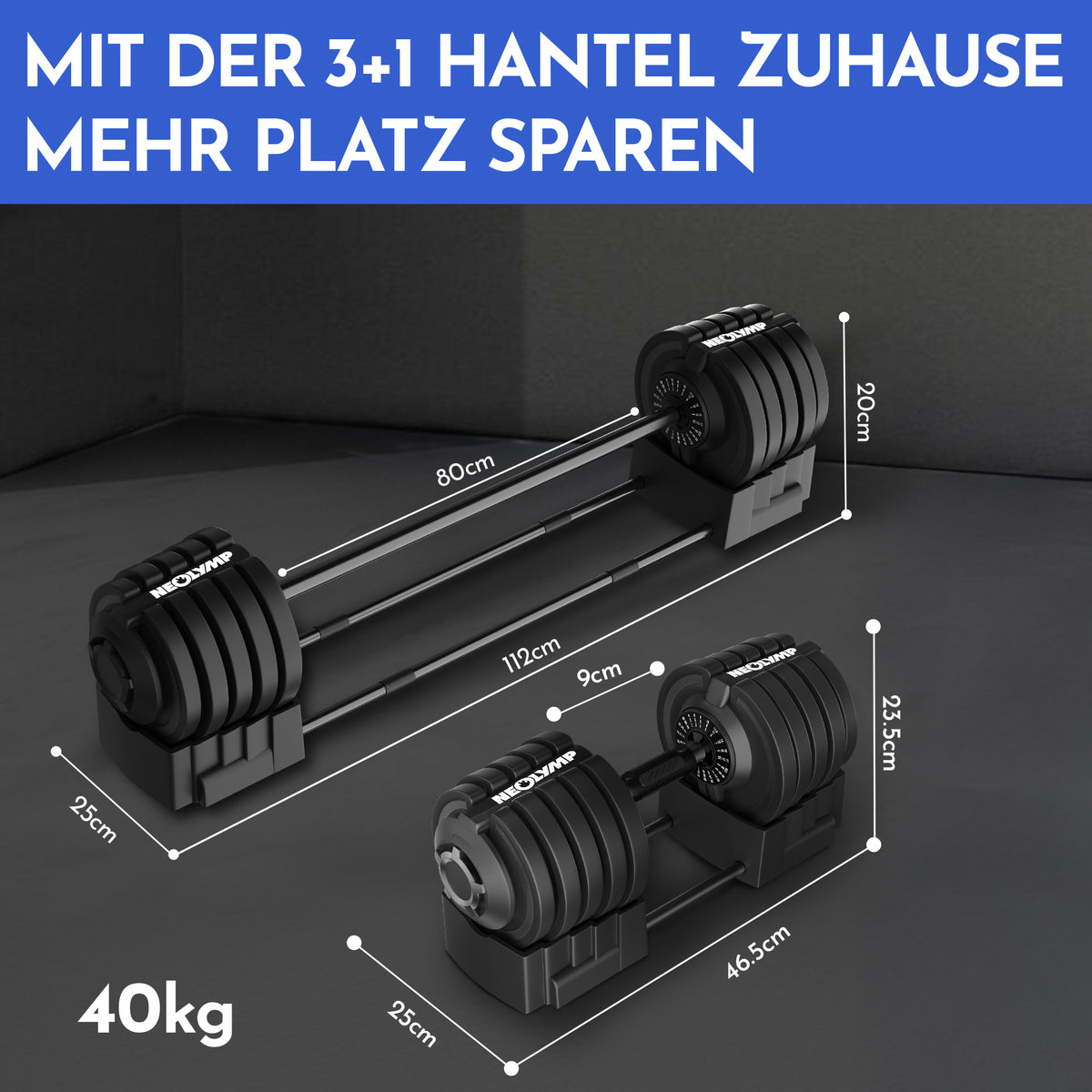 2-in-1 Hantelset zum Verstellen 41kg - - Hantel von NEOLYMP | Fitnessequipment und Sportartikel
