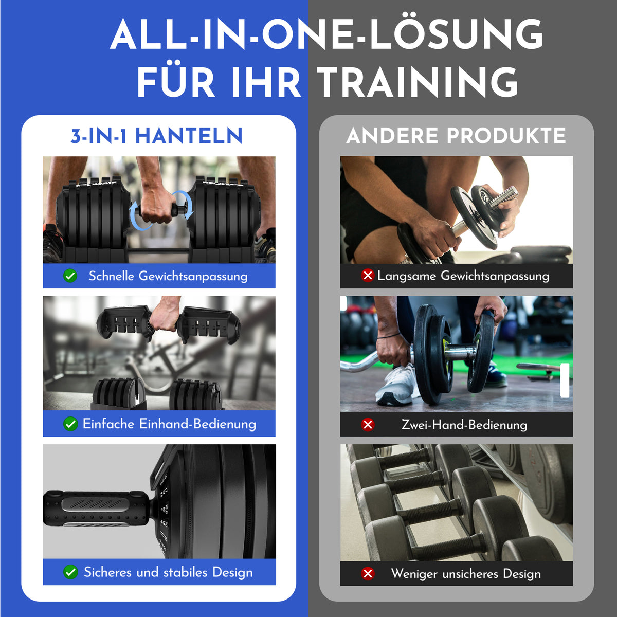 2-in-1 Hantelset zum Verstellen 41kg - - Hantel von NEOLYMP | Fitnessequipment und Sportartikel
