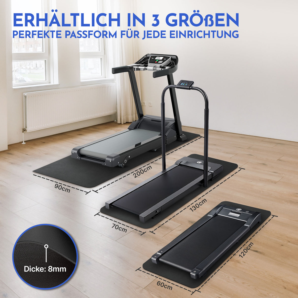 Bodenschutzmatte für Fitnessgeräte und Laufband - S: 120 x 60 cm 8mm - Bodenschutz von NEOLYMP | Fitnessequipment und Sportartikel