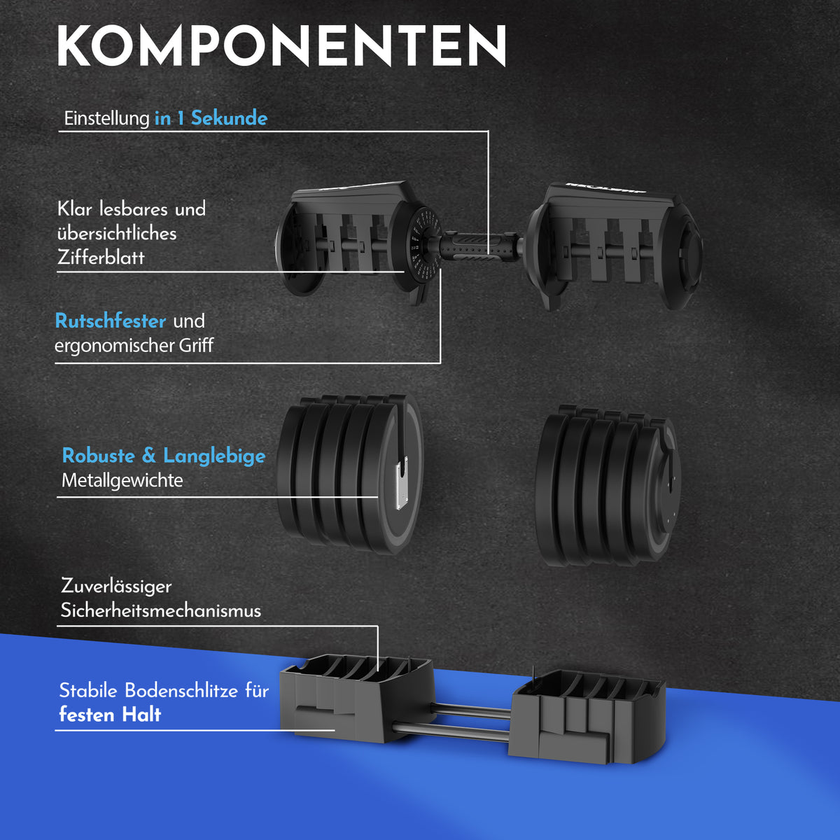 Verstellbare Kurzhanteln 41kg & 24kg - - Hantel von NEOLYMP | Fitnessequipment und Sportartikel