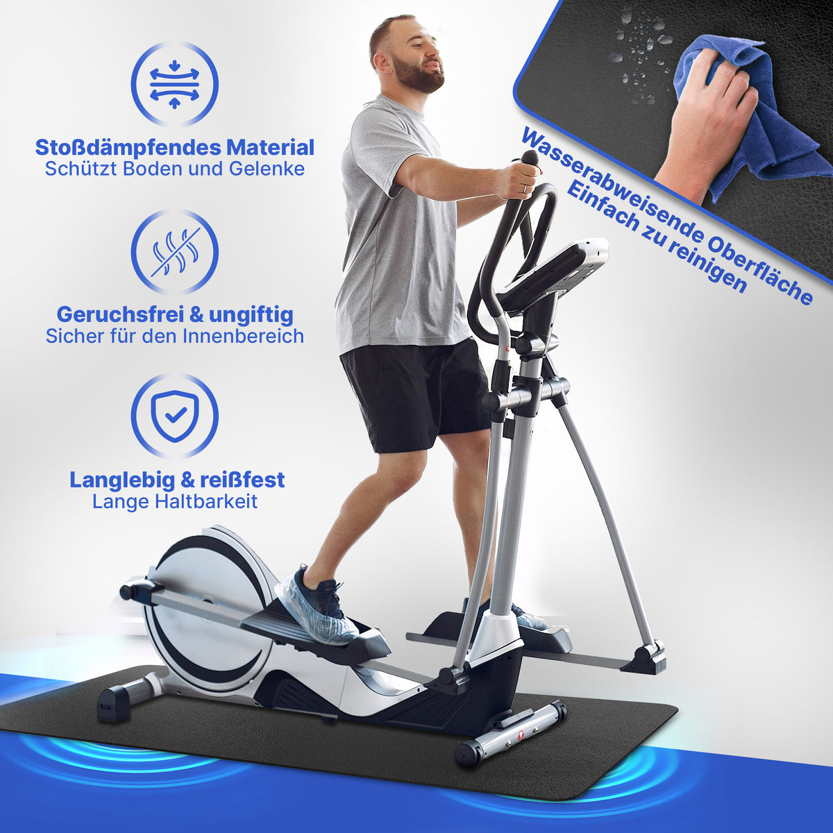 Bodenschutzmatte für Fitnessgeräte und Laufband - M: 130 x 70 cm 8mm - Bodenschutz von NEOLYMP | Fitnessequipment und Sportartikel