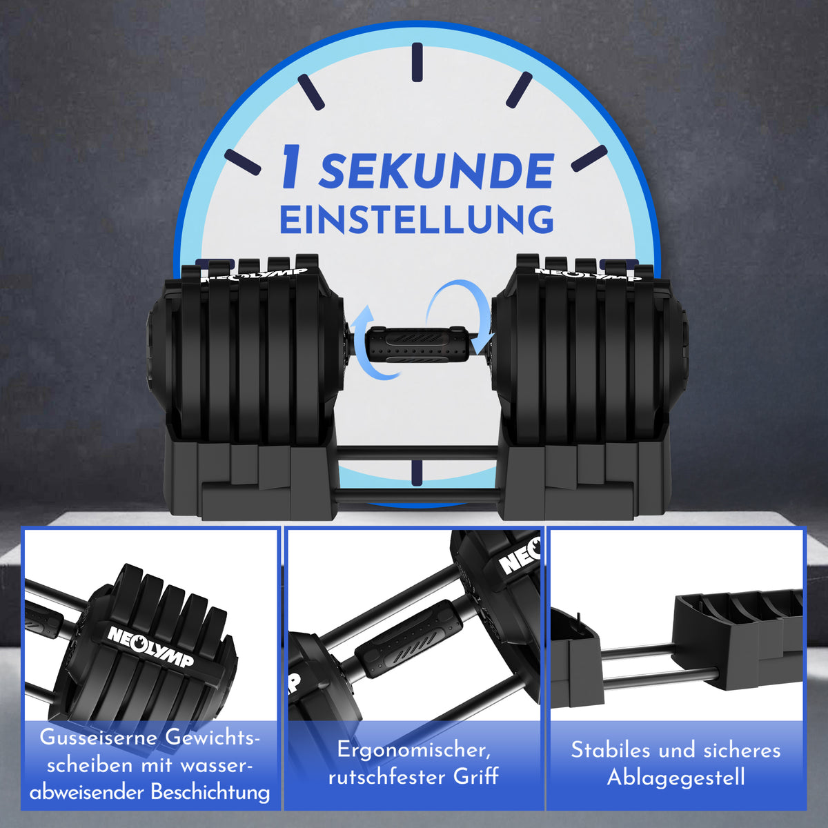 Verstellbare Kurzhanteln 41kg & 24kg - - Hantel von NEOLYMP | Fitnessequipment und Sportartikel