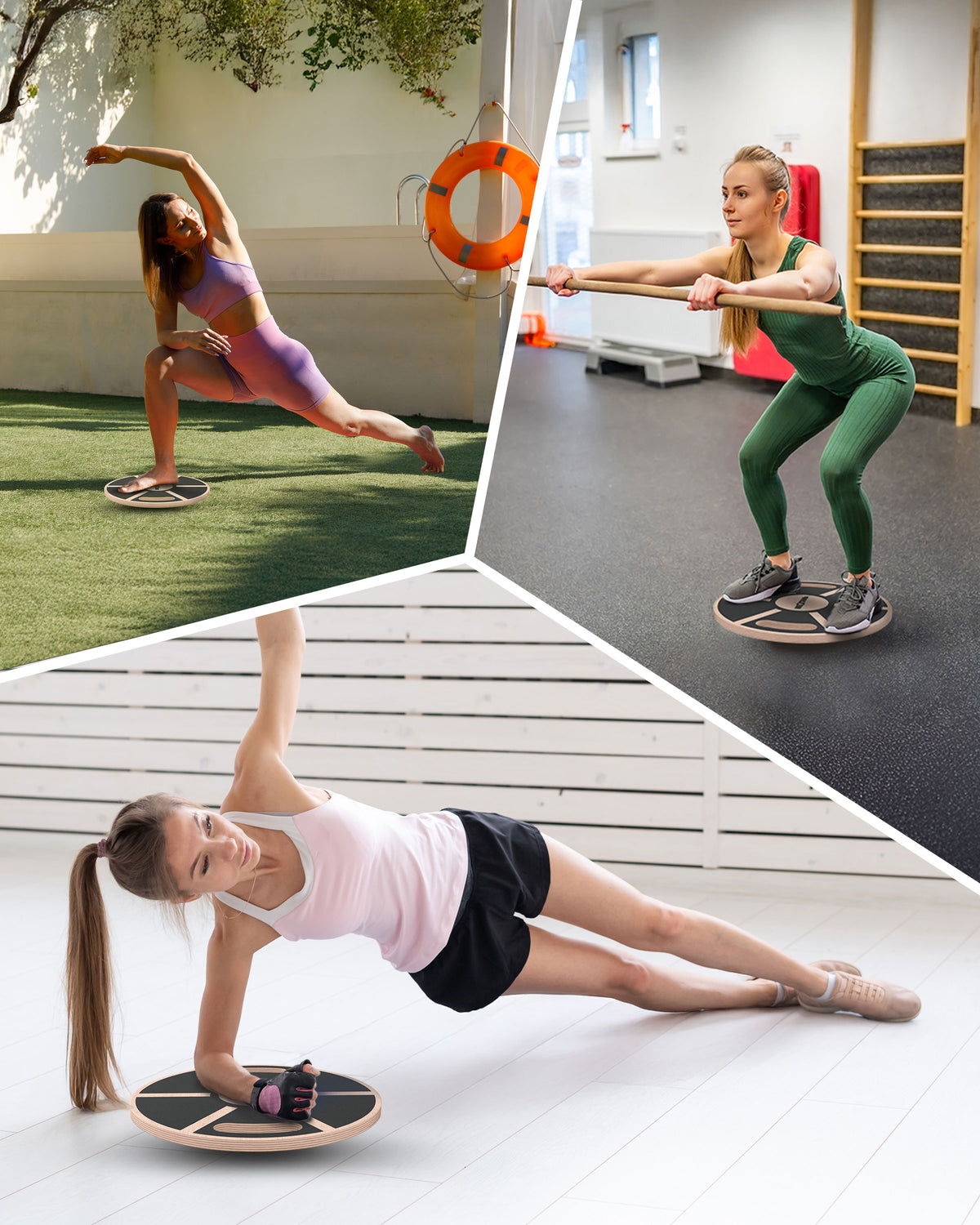 Balance-Pad aus Echtholz - mit Griffen - - Balancetrainer von NEOLYMP | Fitnessequipment und Sportartikel