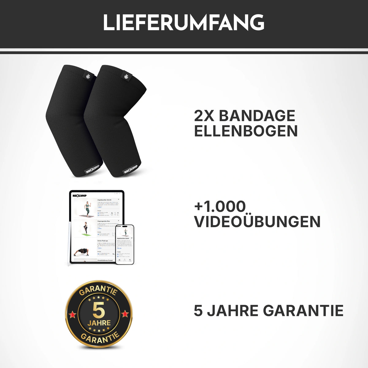 Ellenbogen-Bandagen - 2er Set, Größe S - XL - - Zubehör von NEOLYMP | Fitnessequipment und Sportartikel