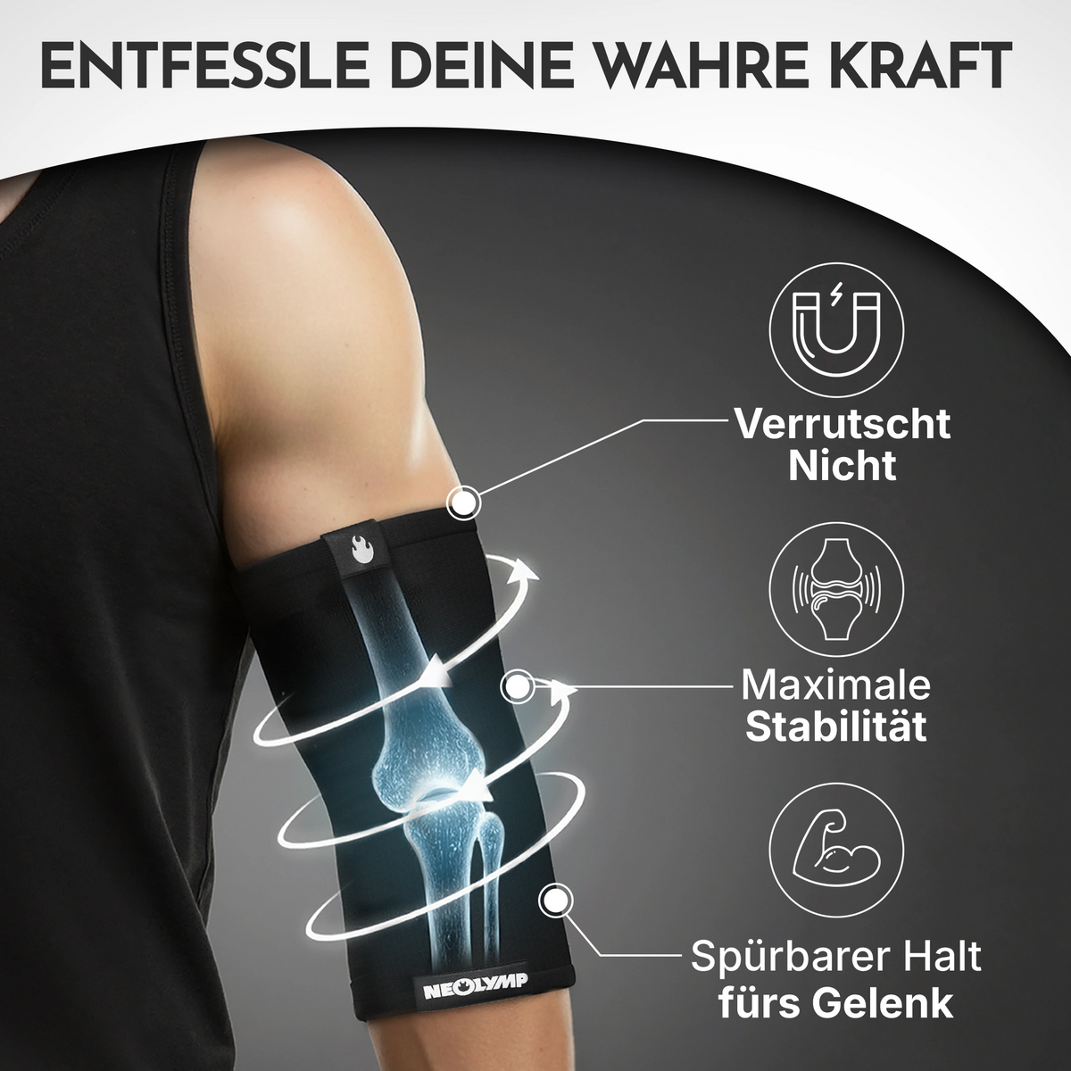 Ellenbogen-Bandagen - 2er Set, Größe S - XL - - Zubehör von NEOLYMP | Fitnessequipment und Sportartikel