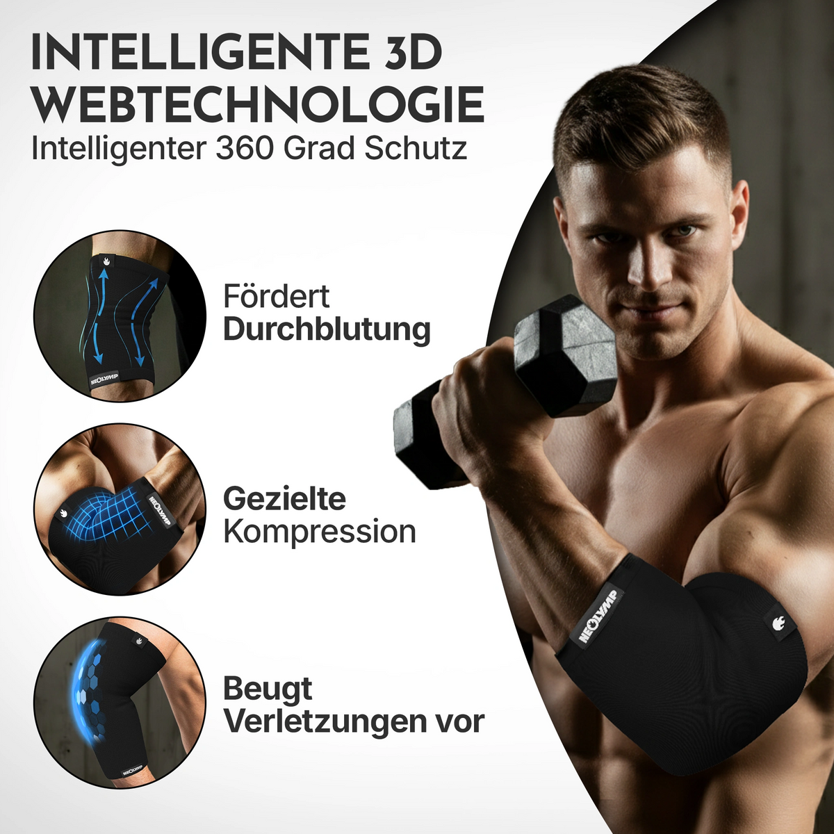Ellenbogen-Bandagen - 2er Set, Größe S - XL – Größe: M (23-31 cm) | B-Ware - - Outlet von NEOLYMP | Fitnessequipment und Sportartikel
