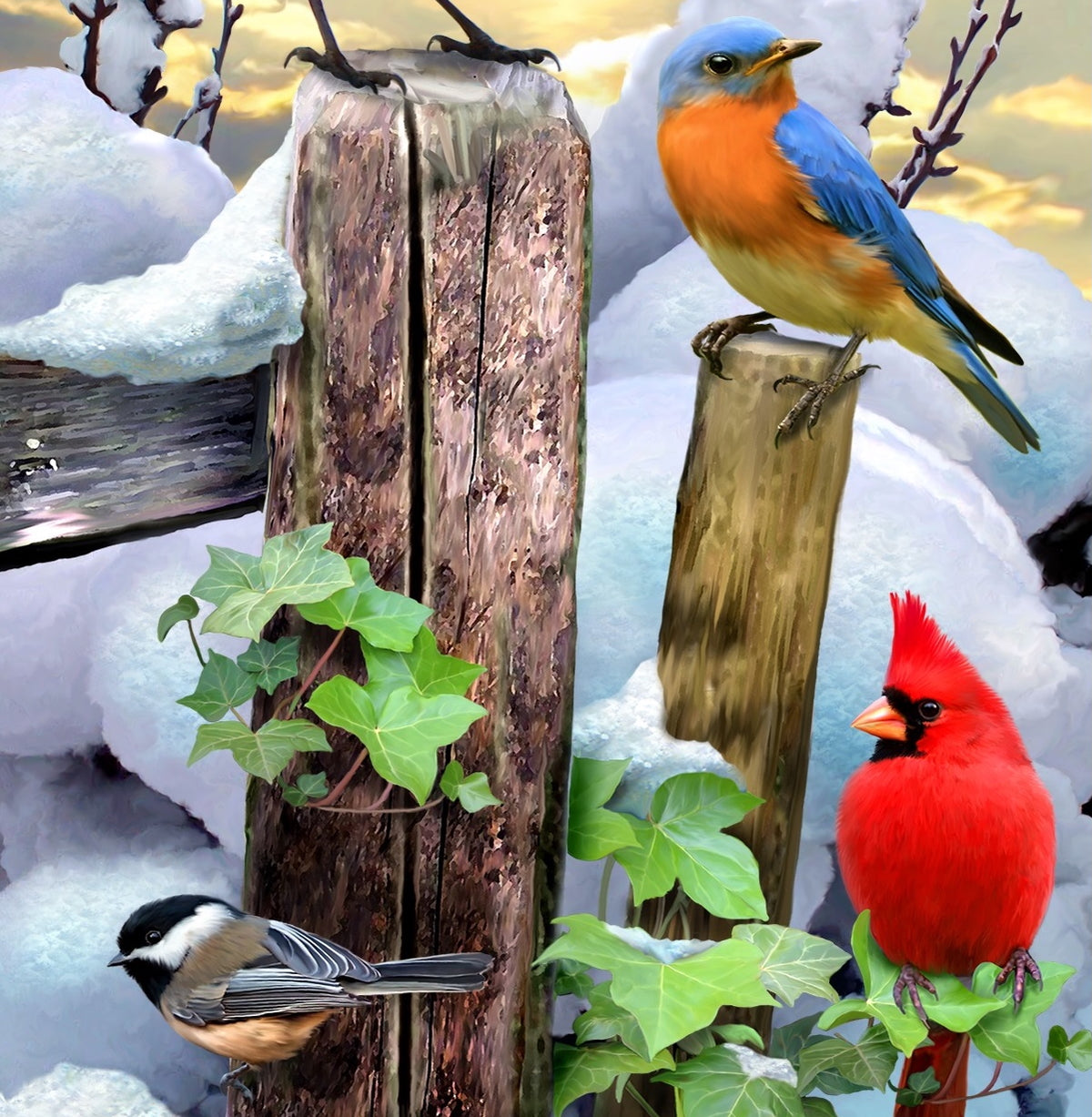 Winter Bird Gathering (125 Piece Wooden Jigsaw Puzzle) - Nautilus Puzzles - Wooden Jigsaw Puzzles For Adults