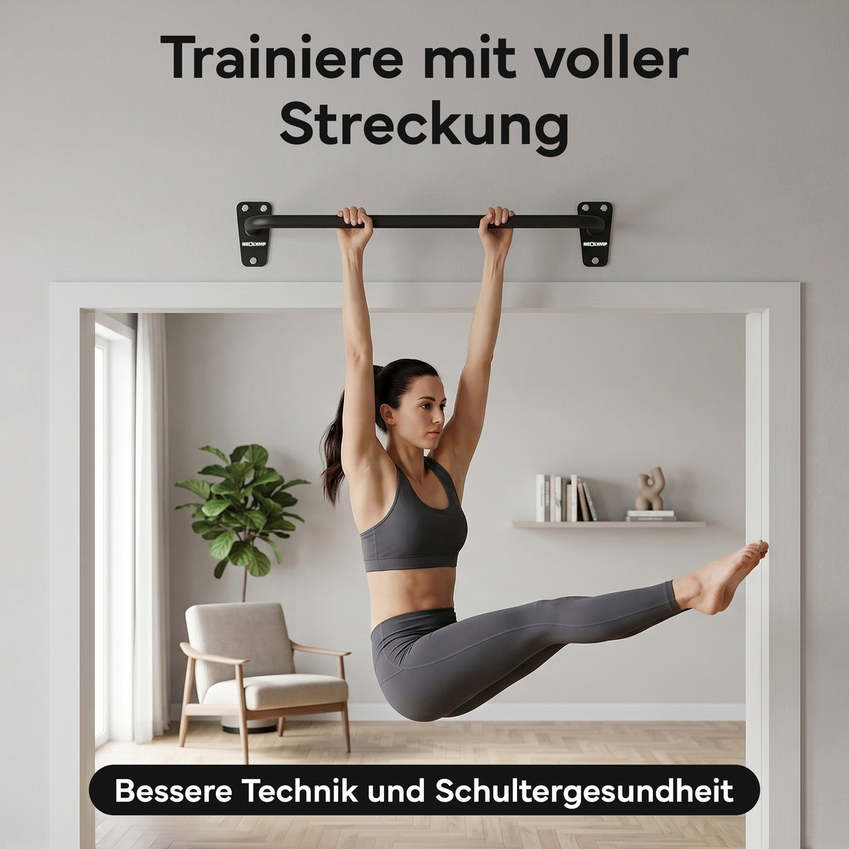 Klimmzugstange für Wandmontage, Pull Up Bar über der Tür – Schwarz | B-Ware - - Outlet von NEOLYMP | Fitnessequipment und Sportartikel