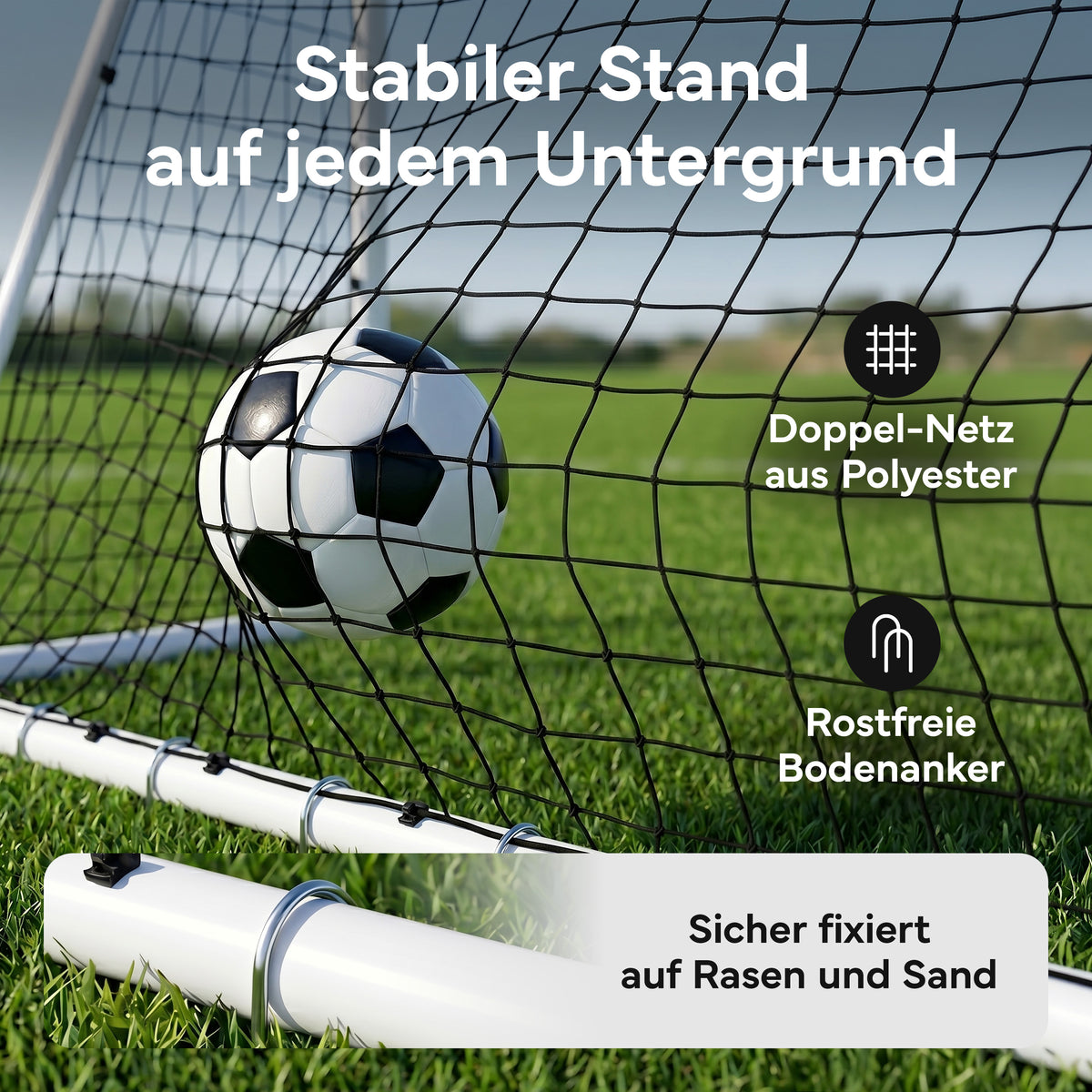 Fußballtor Stadion-Optik, Stahlrahmen, 3 Größen – S (180x120 cm) | B-Ware - - Outlet von NEOLYMP | Fitnessequipment und Sportartikel