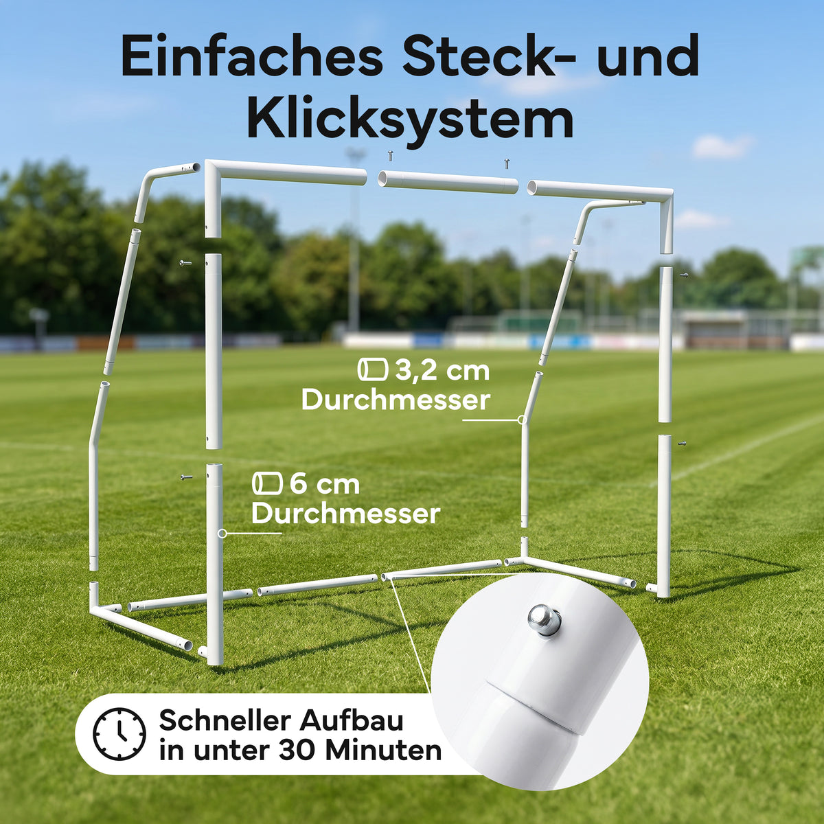 Fußballtor Stadion-Optik, Stahlrahmen, 3 Größen – S (180x120 cm) | B-Ware - - Outlet von NEOLYMP | Fitnessequipment und Sportartikel