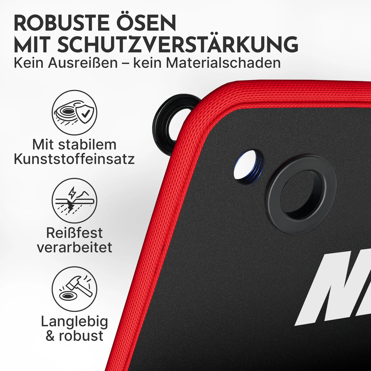 Fitnessmatte mit Ösen - extra dick und rutschfest - Schwarz - Sportmatte von NEOLYMP | Fitnessequipment und Sportartikel
