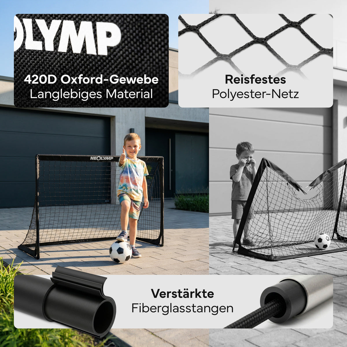 Fußballtore 2er Set in schwarz - mit Fiberglass - B-Ware - - Outlet von NEOLYMP | Fitnessequipment und Sportartikel