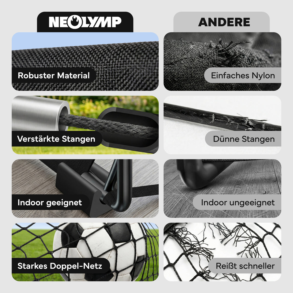 Fußballtore 2er Set in schwarz - mit Fiberglass - B-Ware - - Outlet von NEOLYMP | Fitnessequipment und Sportartikel
