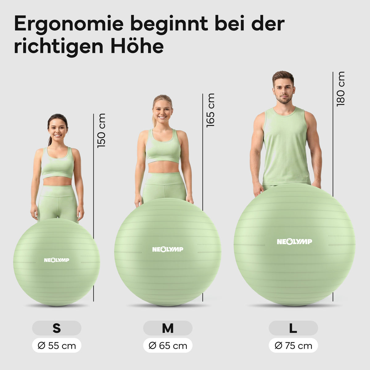 Gymnastikball - für aktives Sitzen, Recovery und Physio - Matcha - Sportgerät von NEOLYMP | Fitnessequipment und Sportartikel