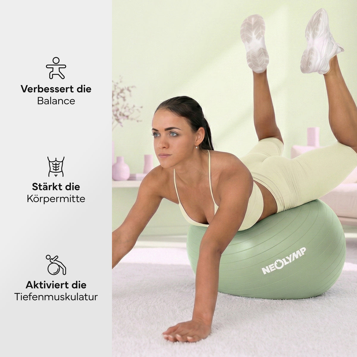 Gymnastikball - für aktives Sitzen, Recovery und Physio - Matcha - Sportgerät von NEOLYMP | Fitnessequipment und Sportartikel