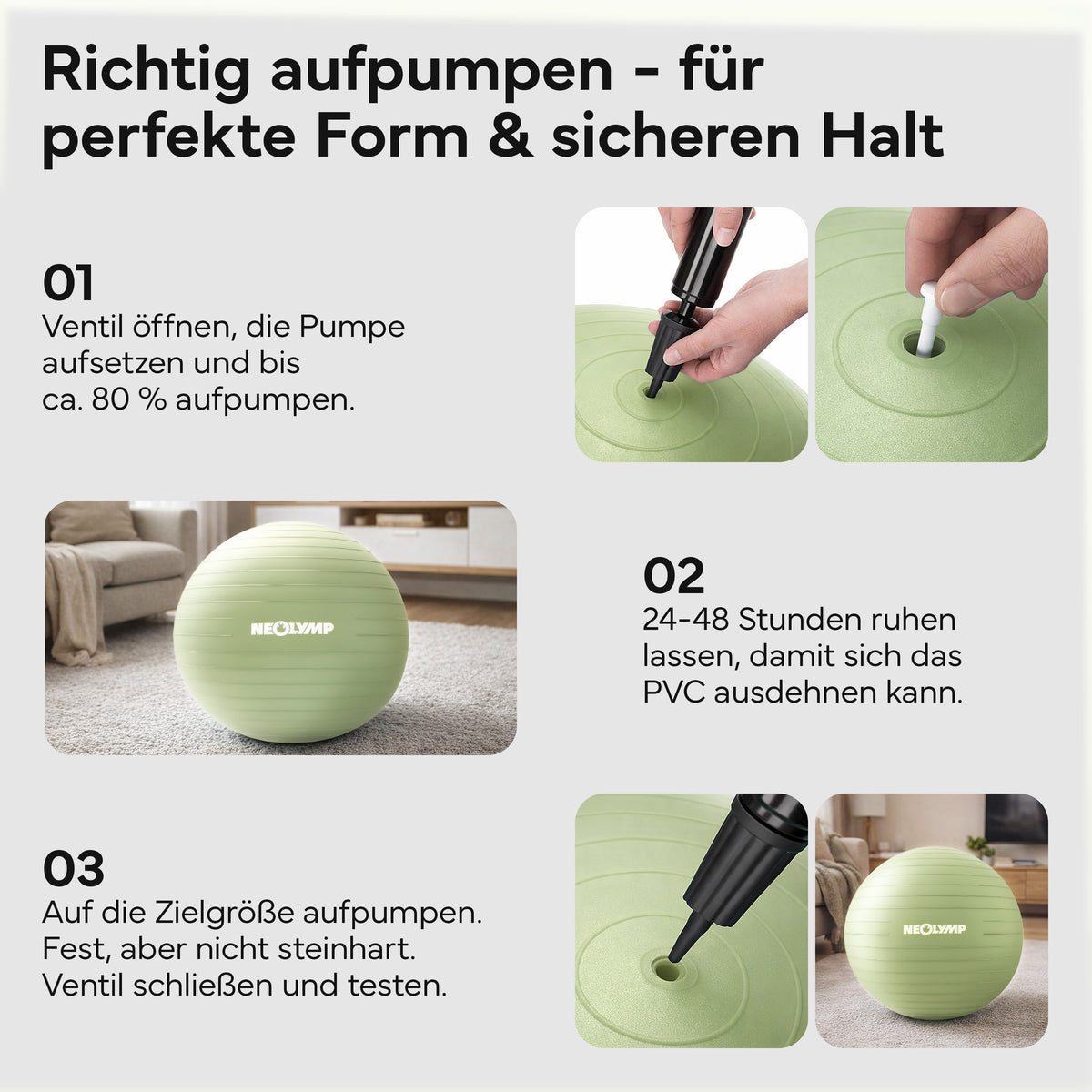 Gymnastikball - für aktives Sitzen, Recovery und Physio - Matcha - Sportgerät von NEOLYMP | Fitnessequipment und Sportartikel