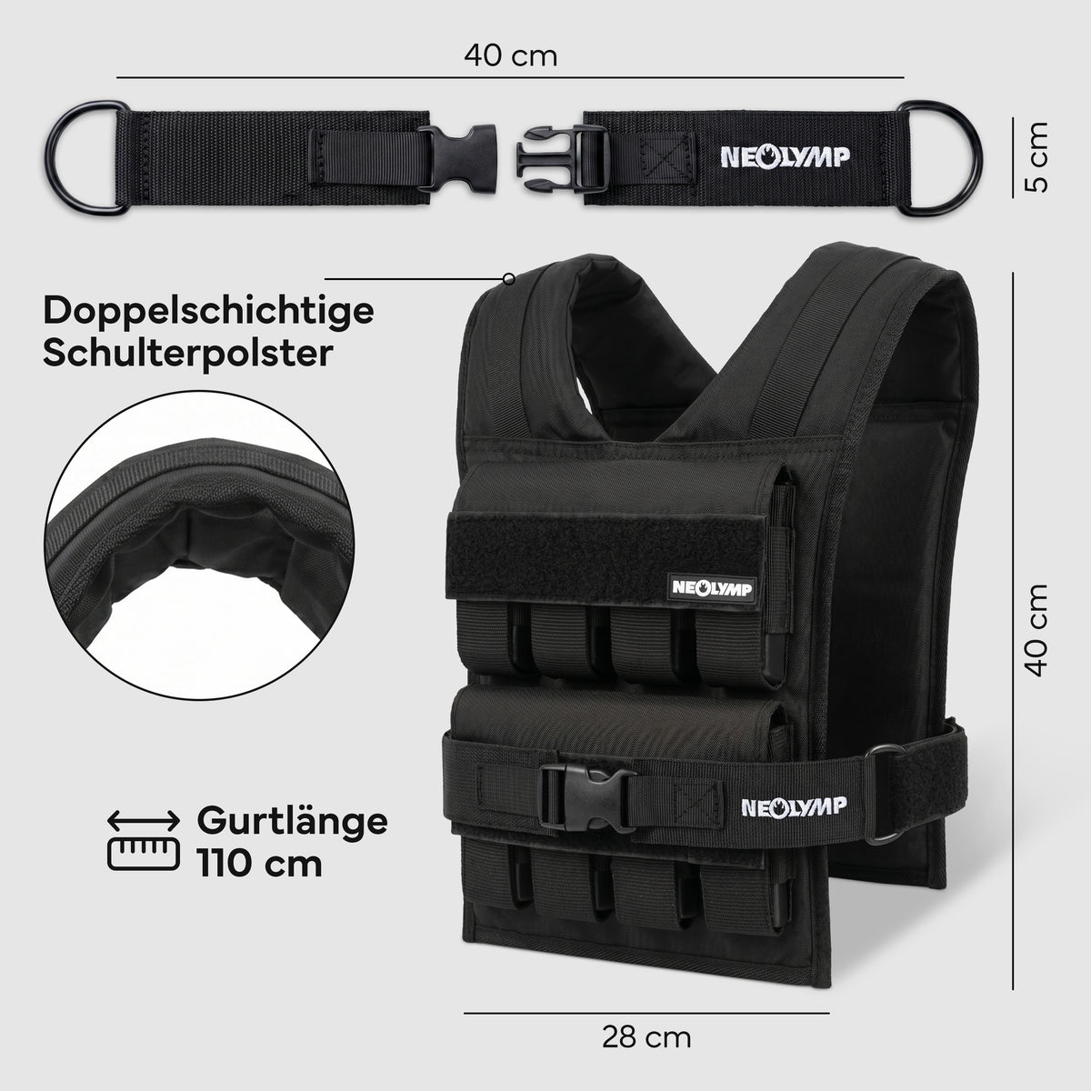 Verstellbare Gewichtsweste bis 20 kg, für Calisthenics | B-Ware - - Outlet von NEOLYMP | Fitnessequipment und Sportartikel