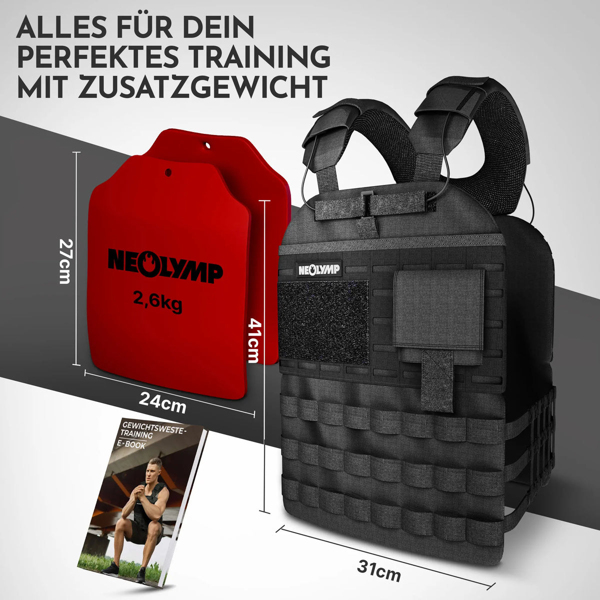 Gewichtsweste mit Zusatzgewicht - Weighted Vest für Calisthenics & HIIT - Gewichtsweste 2,5 kg - Gewichtswesten & -manschetten von NEOLYMP | Fitnessequipment und Sportartikel
