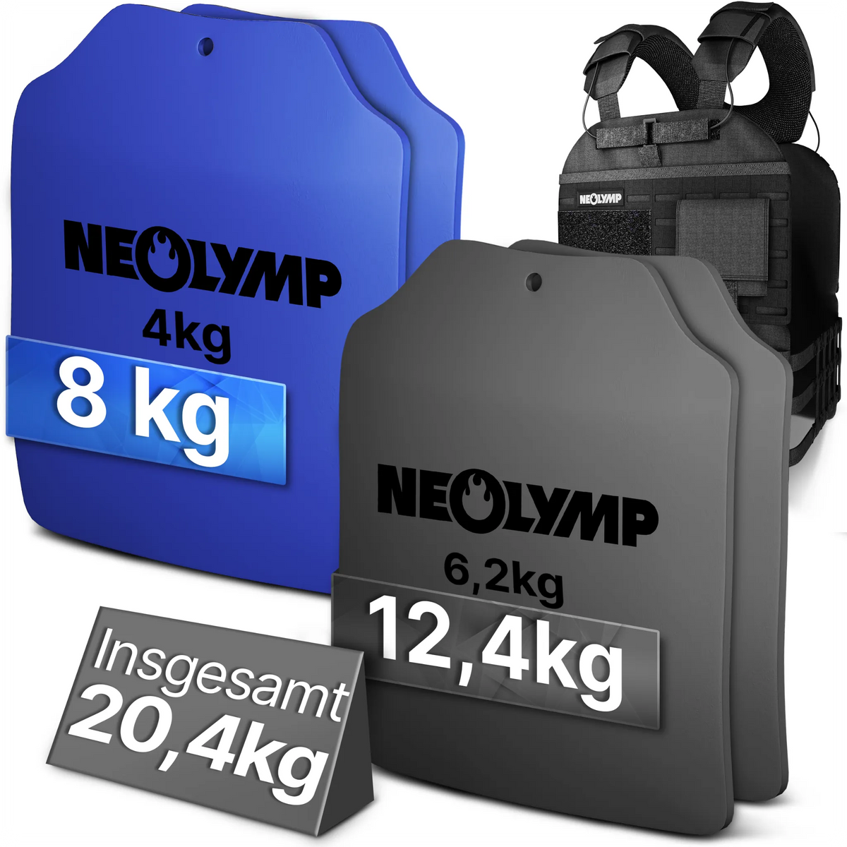 Gewichtsweste mit Zusatzgewicht - Weighted Vest für Calisthenics & HIIT - Gewichtsweste 20 kg Set - Gewichtswesten & -manschetten von NEOLYMP | Fitnessequipment und Sportartikel