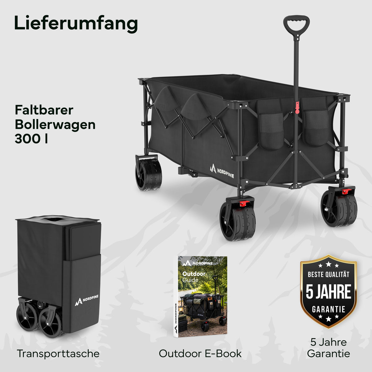 Bollerwagen faltbar - 200L / 300L – 300 Liter | B-Ware - - Outlet von NEOLYMP | Fitnessequipment und Sportartikel