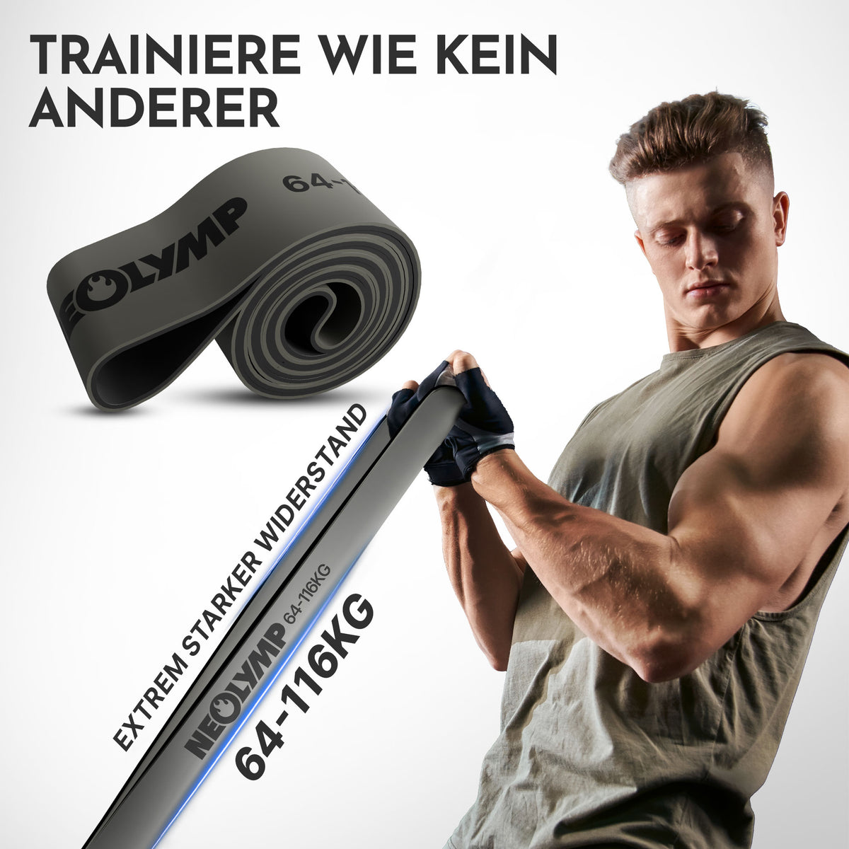 Heavy Resistance Bands aus Latex - grau - - Fitnessbänder von NEOLYMP | Fitnessequipment und Sportartikel
