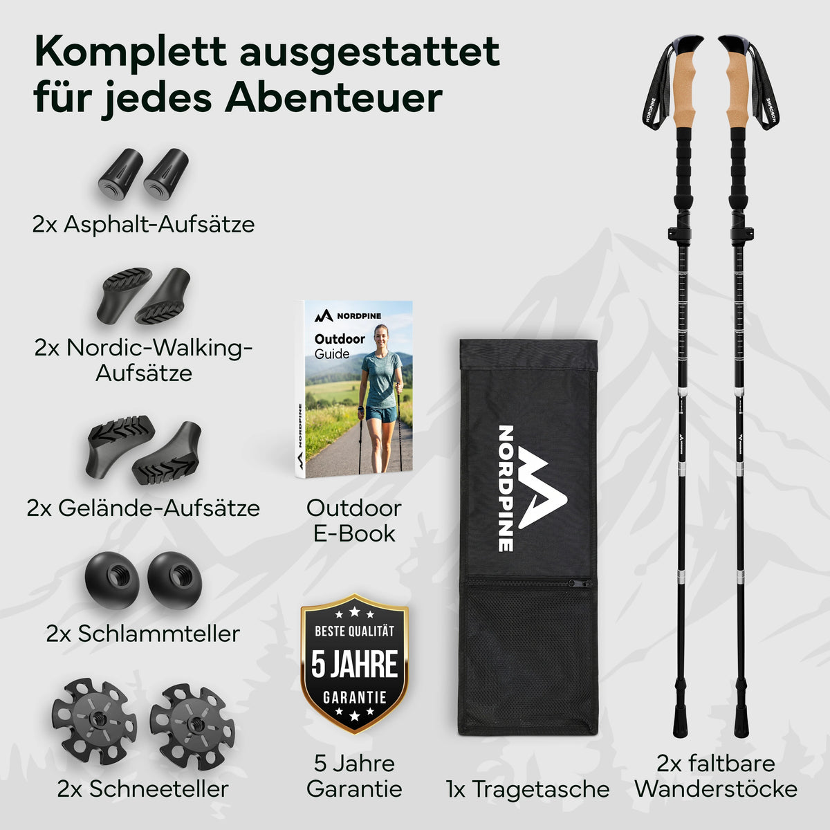 Faltbare Wanderstöcke aus Carbon / Aluminium – Carbon 100-120cm | B-Ware - - Outlet von NEOLYMP | Fitnessequipment und Sportartikel