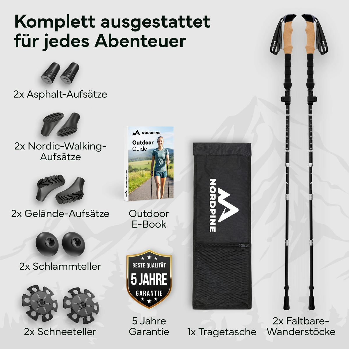 Faltbare Wanderstöcke aus Carbon / Aluminium – Aluminum 115-135cm | B-Ware - - Outlet von NEOLYMP | Fitnessequipment und Sportartikel