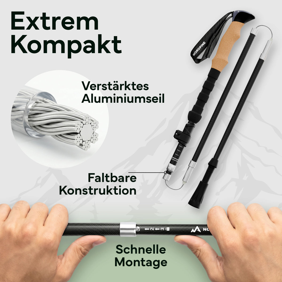 Faltbare Wanderstöcke aus Carbon / Aluminium – Carbon 100-120cm | B-Ware - - Outlet von NEOLYMP | Fitnessequipment und Sportartikel