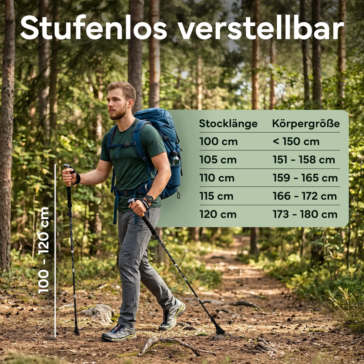 Faltbare Wanderstöcke aus Carbon / Aluminium – Carbon 100-120cm | B-Ware - - Outlet von NEOLYMP | Fitnessequipment und Sportartikel
