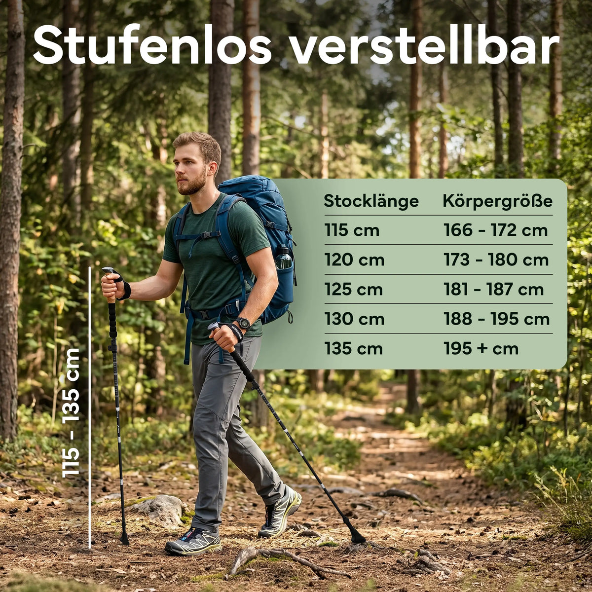 Faltbare Wanderstöcke aus Carbon / Aluminium – Aluminum 115-135cm | B-Ware - - Outlet von NEOLYMP | Fitnessequipment und Sportartikel