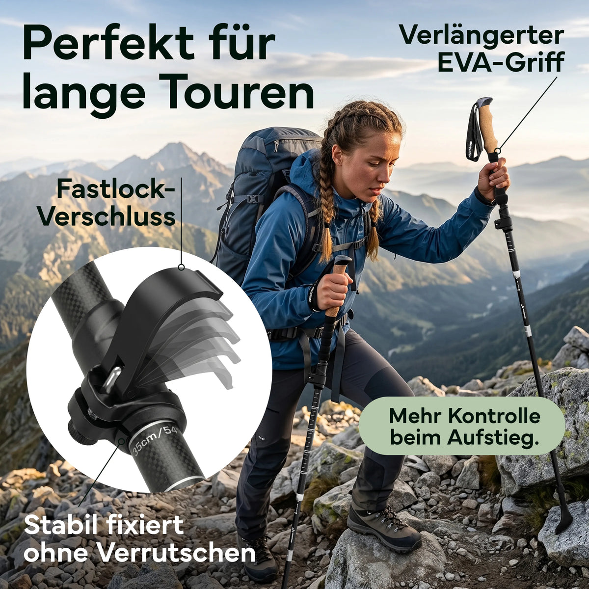Faltbare Wanderstöcke aus Carbon / Aluminium - Carbon 100-120cm - Outdoor-Equipment von NORDPINE | Outdoor-Equipment, Wandern, Camping