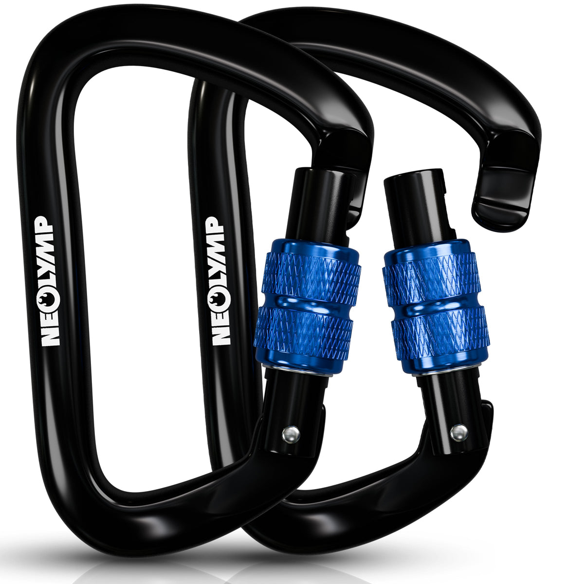 Ultraleichter Verschlusskarabiner mit Screw-Lock (Aluminium, mit Schnellverschluss) – Karabiner 2er-Set (B‑Ware) - - Outlet von NEOLYMP | Fitnessequipment und Sportartikel