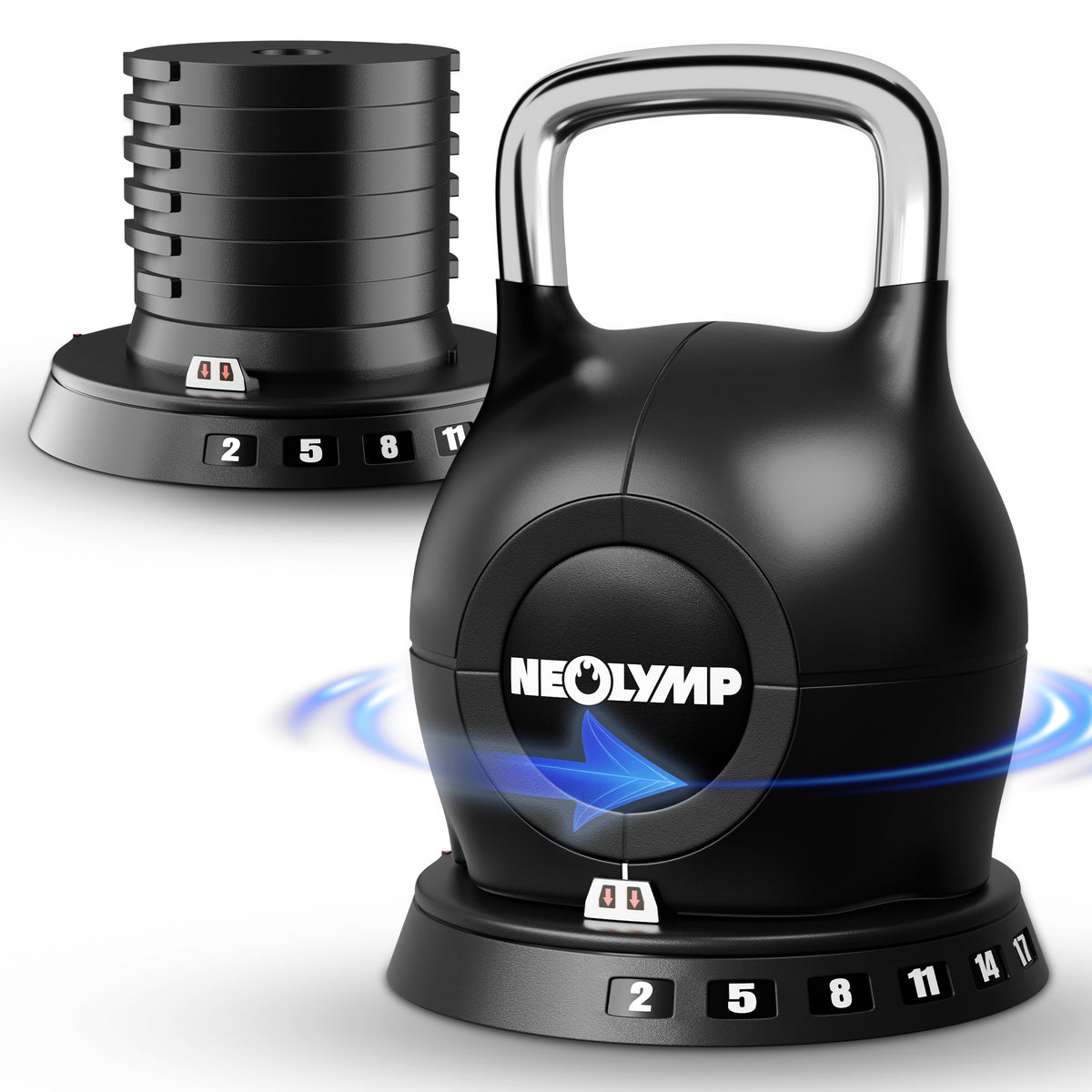 Kettlebell mit verstellbarem Gewicht (7 in 1) - bis 10 kg oder 20 kg - Kettlebell verstellbar 2-20 kg - Kettlebell von NEOLYMP | Fitnessequipment und Sportartikel