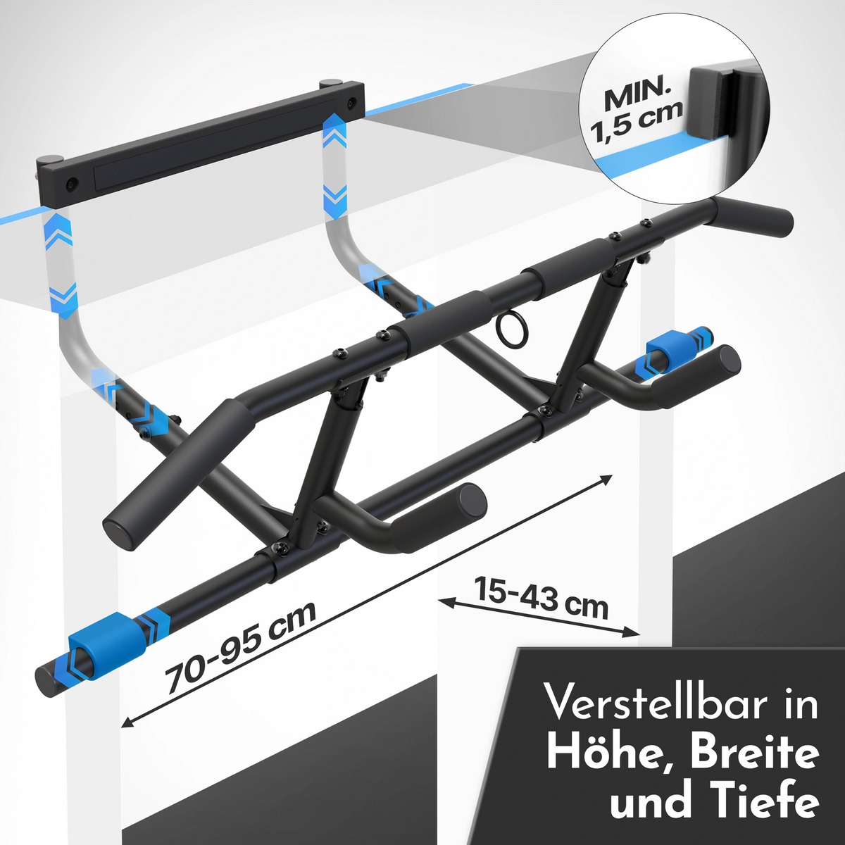 Klimmzugstangen-Bundle - Alle Übungen, volle Bewegungsfreiheit - Stange + Dip Bar Adapter - Klimmzugstangen von NEOLYMP | Fitnessequipment und Sportartikel