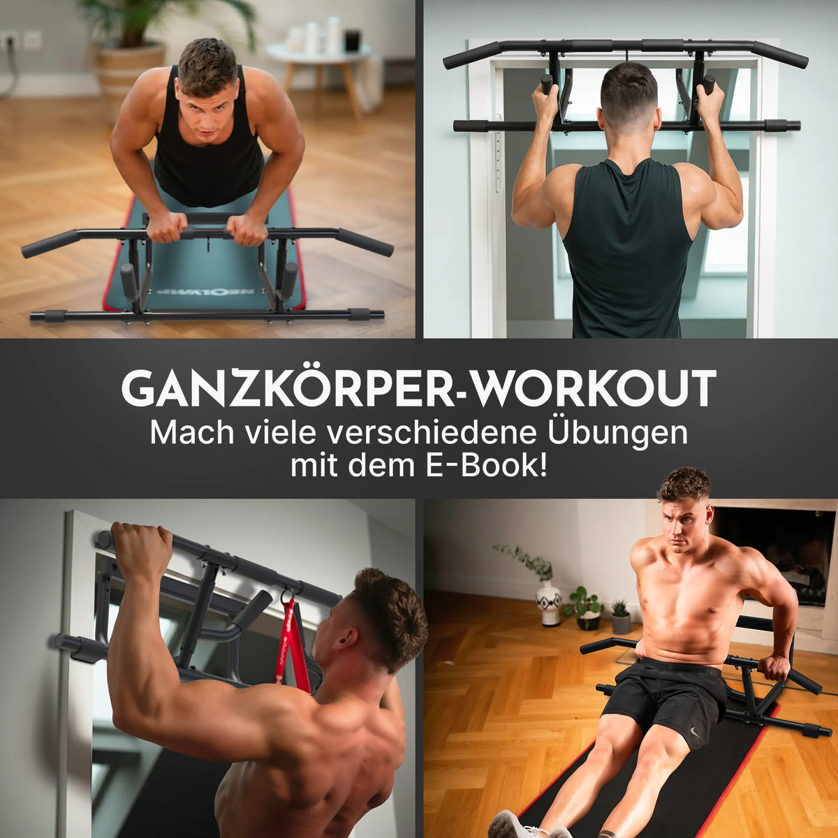 Klimmzugstangen-Bundle - Alle Übungen, volle Bewegungsfreiheit - Stange + Dip Bar Adapter - Klimmzugstangen von NEOLYMP | Fitnessequipment und Sportartikel