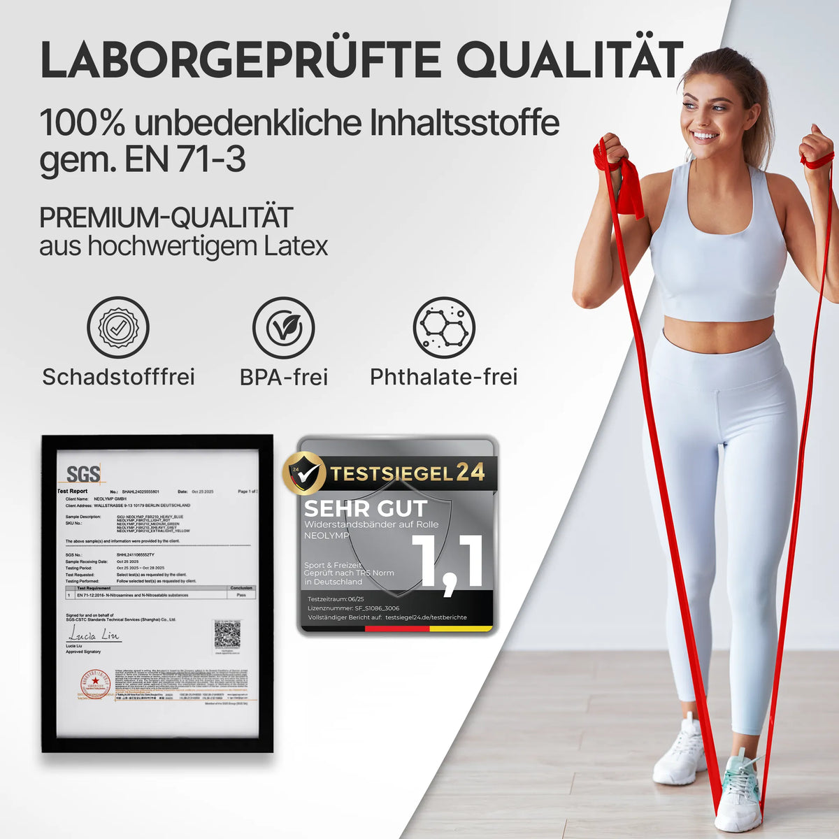 Elastische Widerstandsbänder TPE auf Rolle – Schwer (Blau) / 23 Meter (B‑Ware) - - Outlet von NEOLYMP | Fitnessequipment und Sportartikel