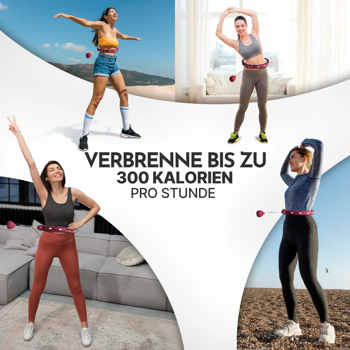Smarter Hula-Reifen - verstellbar, inkl. Kalorienzähler (B-Ware) - Berry - Outlet von NEOLYMP | Fitnessequipment und Sportartikel