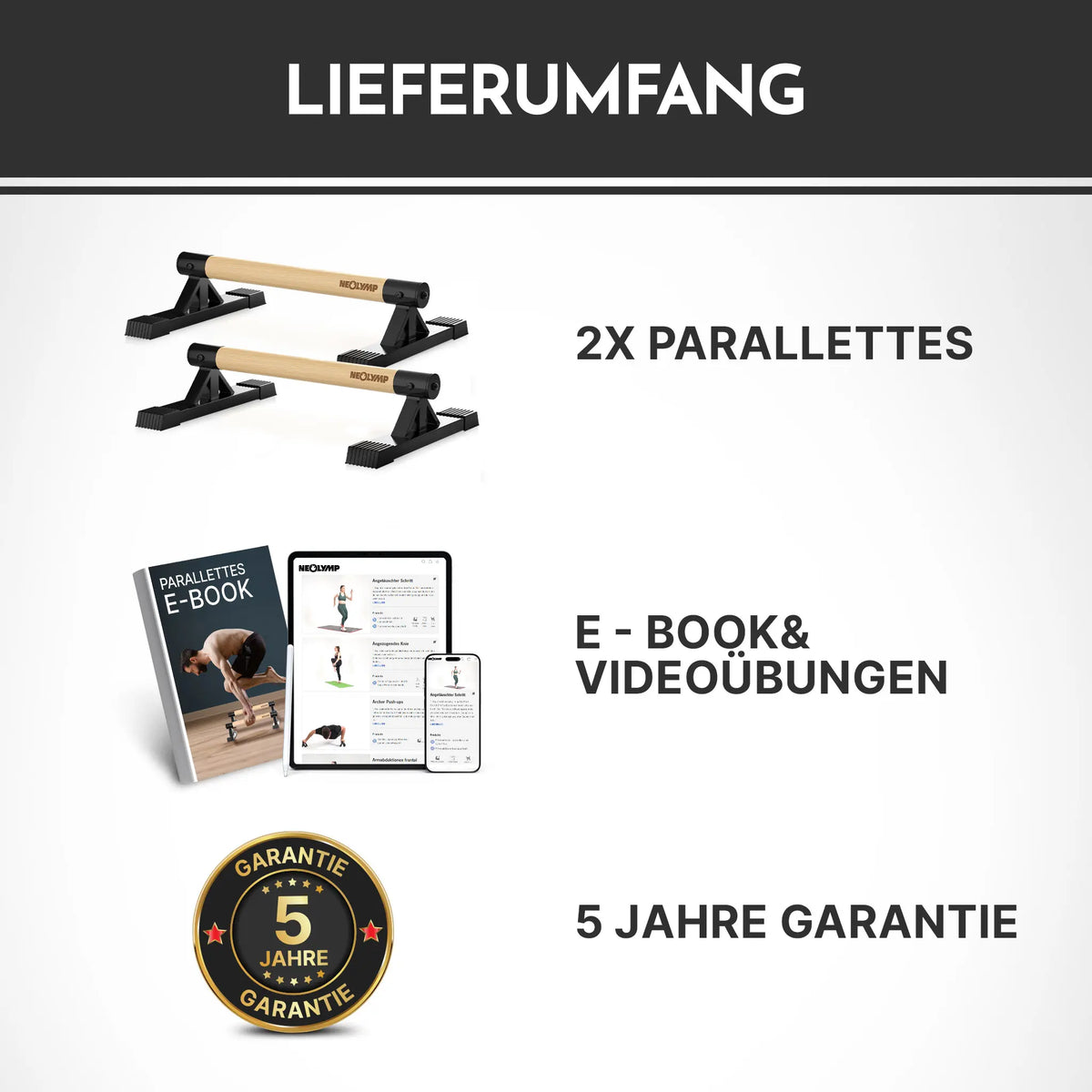 Parallettes rutschfest für Fitness & Calisthenics – niedrig (B‑Ware) - - Outlet von NEOLYMP | Fitnessequipment und Sportartikel