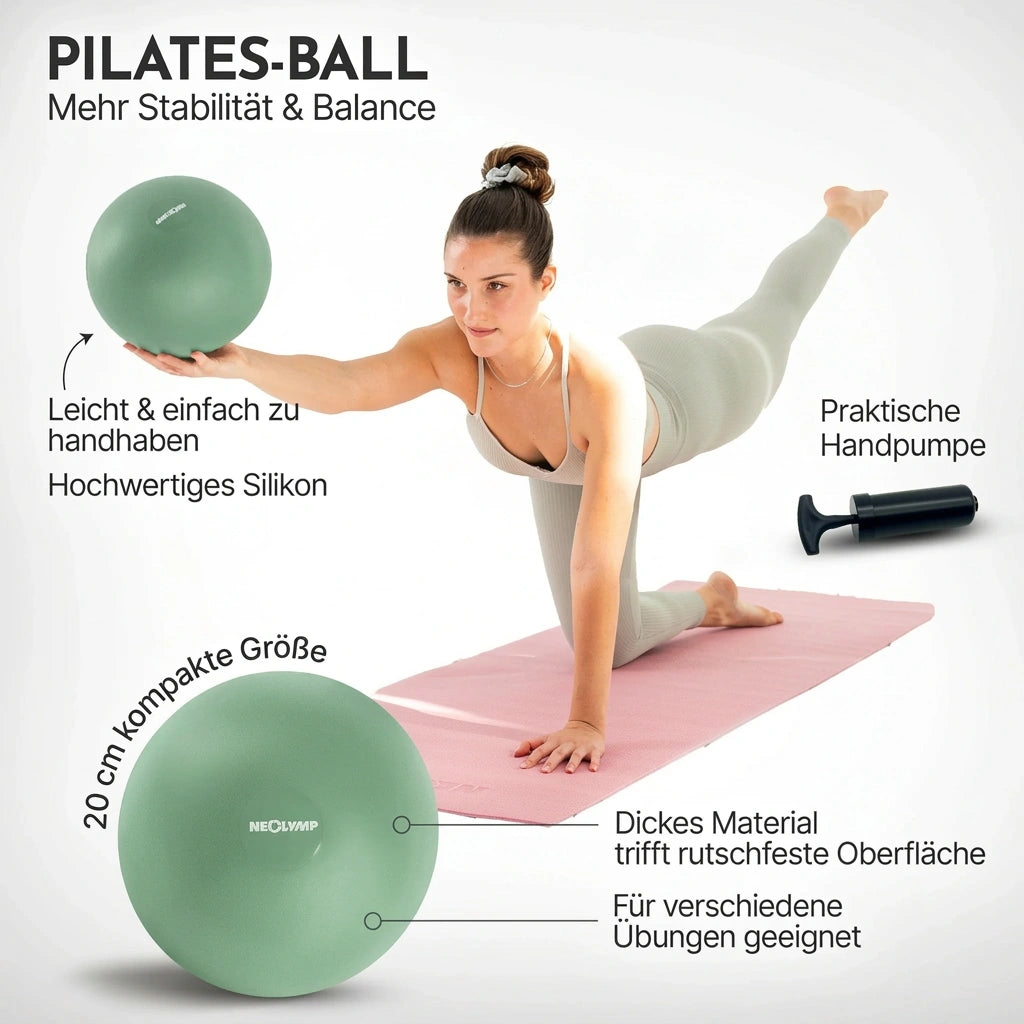 Pilatesball 20 cm - aus Silikon, inkl. Ballpumpe – Matcha | B-Ware - - Outlet von NEOLYMP | Fitnessequipment und Sportartikel