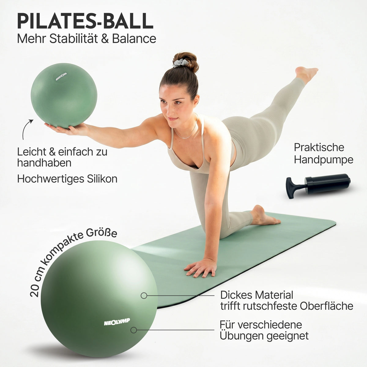 Pilates Komplett-Set Premium - mit Geschenkbox - Matcha BASIC Set - Sportgerät von NEOLYMP | Fitnessequipment und Sportartikel