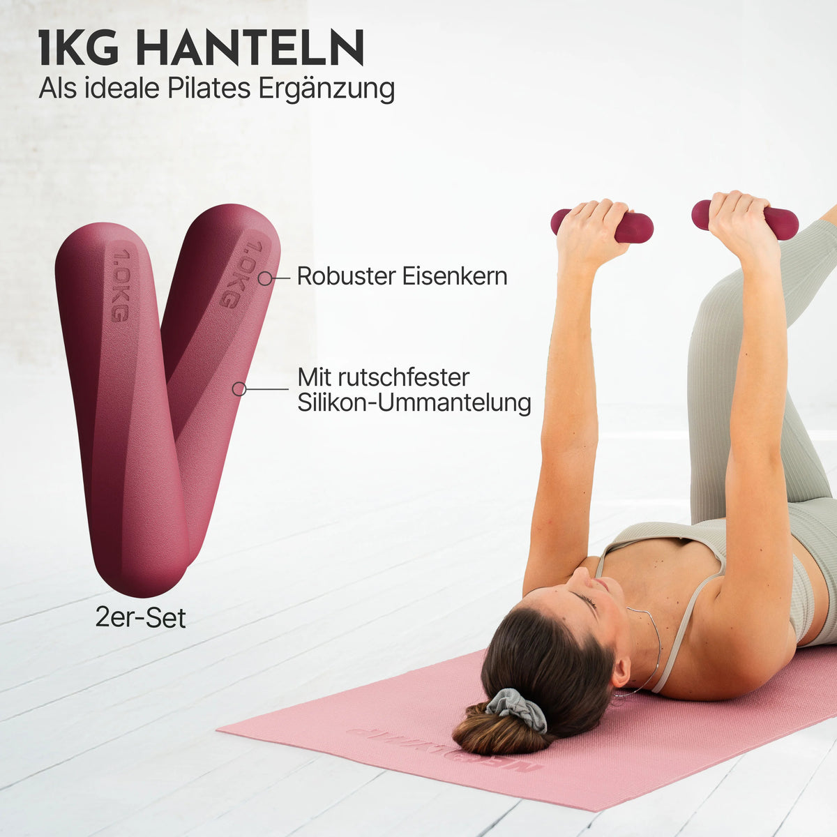 Pilates Komplett-Set Premium - mit Geschenkbox - Berry PLUS Set: mit Pilatesmatte - Sportgerät von NEOLYMP | Fitnessequipment und Sportartikel