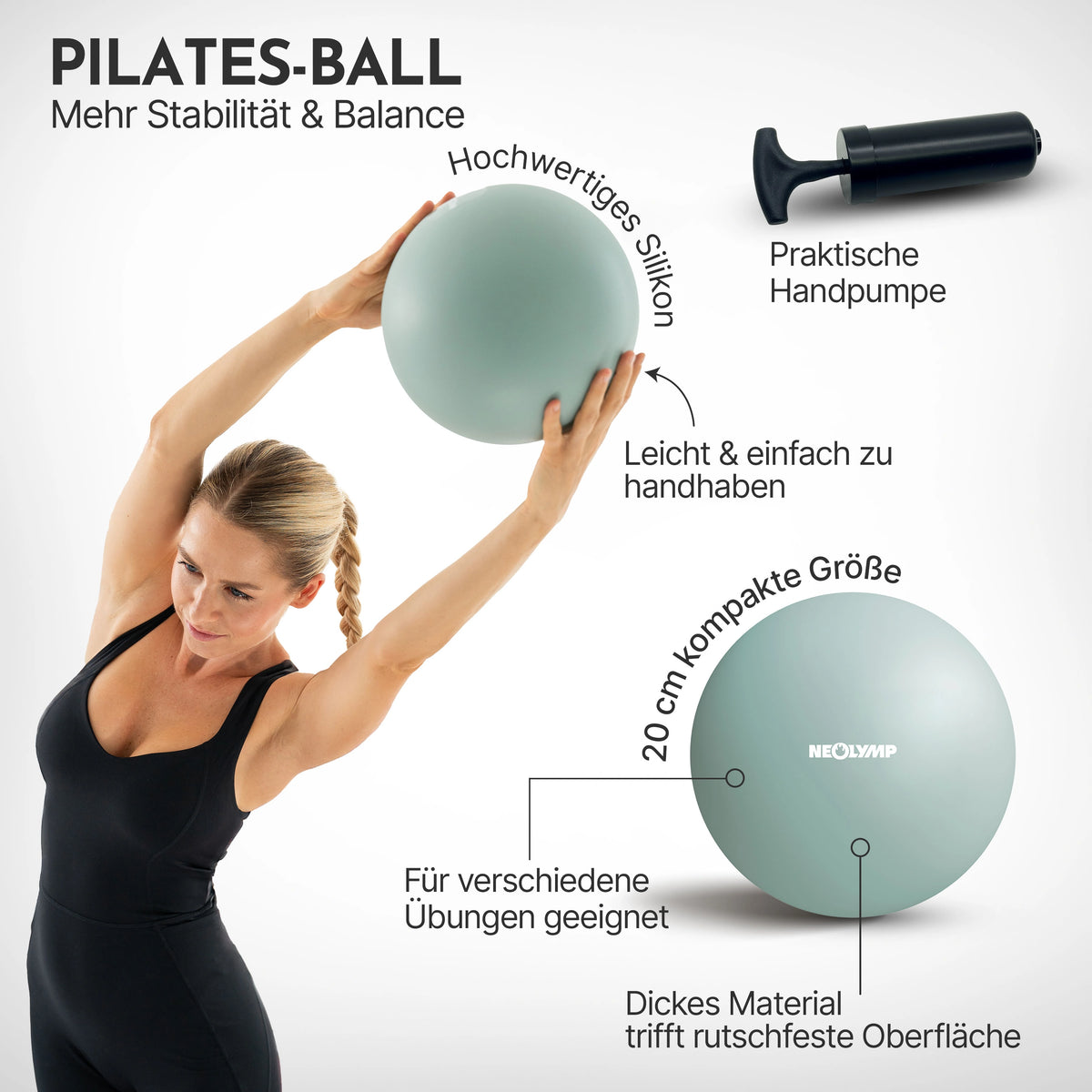 Pilates Komplett-Set Premium - mit Geschenkbox - Sky Blue PRO Set: mit Pilatesmatte + Kurs - Sportgerät von NEOLYMP | Fitnessequipment und Sportartikel