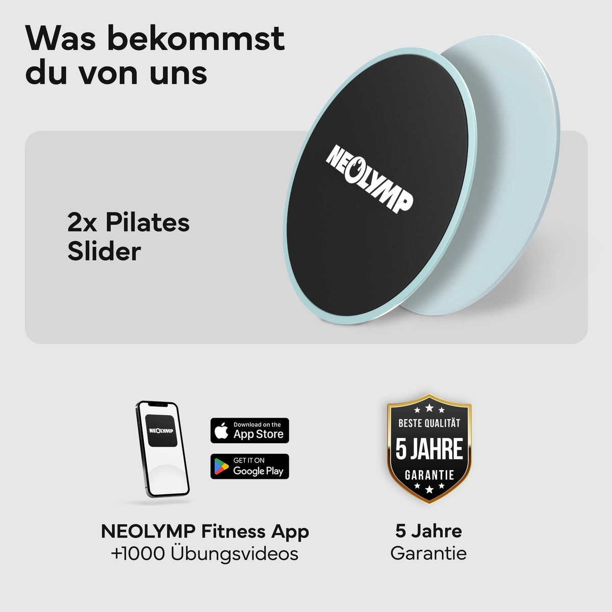 Pilates Slider 2er Set - für glatte Böden und Teppich – Sky Blue | B-Ware - - Outlet von NEOLYMP | Fitnessequipment und Sportartikel