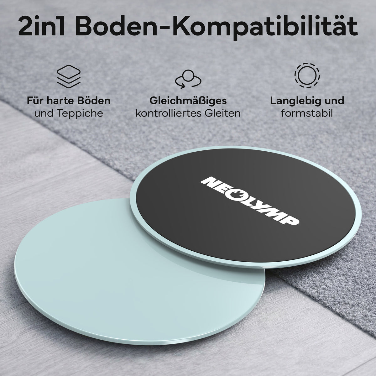 Pilates Slider 2er Set - für glatte Böden und Teppich – Sky Blue | B-Ware - - Outlet von NEOLYMP | Fitnessequipment und Sportartikel